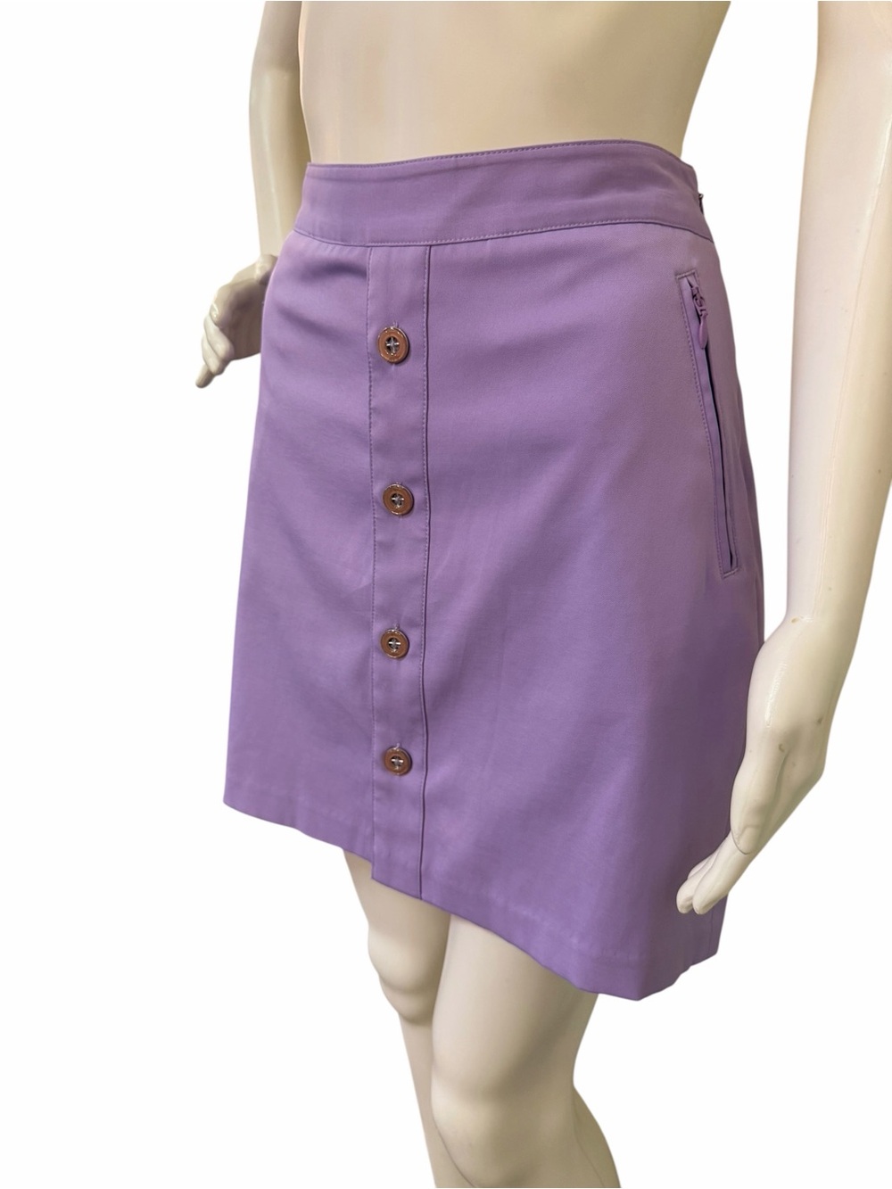 Lavender Button Pocket Mini Skirt